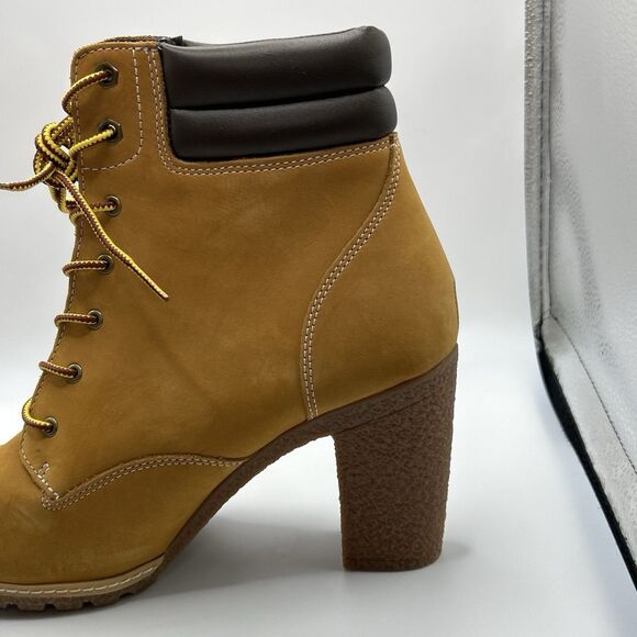 Timberland Women’s 11 9” Tall Wheat Nubuck Leather Heel Booties Tillston DISPLAY - Picture 5 of 15